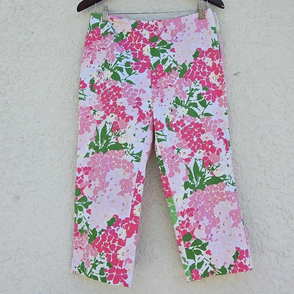 Ralf Lauren Floral Pink and Green Cropped Pants